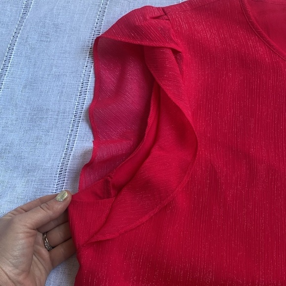 Calvin Klein hot pink blouse with ruffled sleeves. - Picture 9 of 12